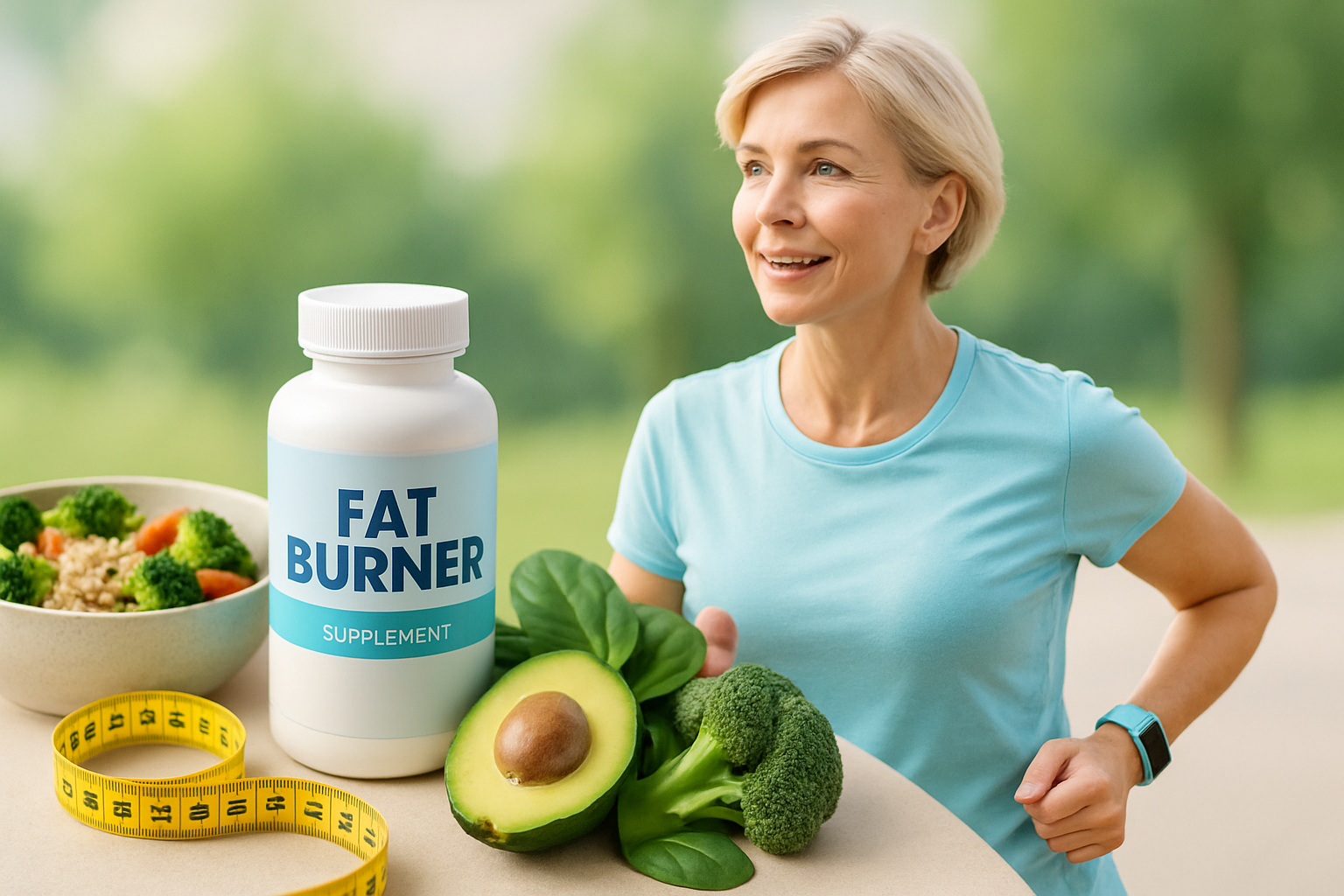 Person über 40 Jahre beim gesunden Training mit Fatburner Supplements