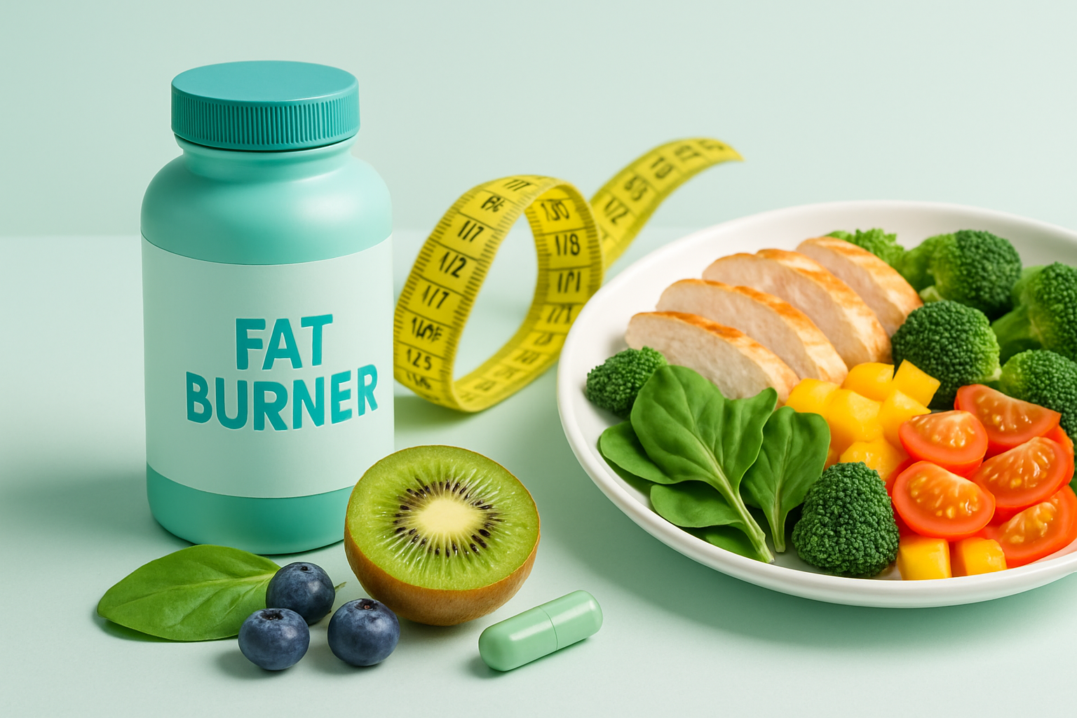 Antioxidative Fatburner Wirkstoffe wie Grüner Tee, Beeren und Vitamine für gesundes Abnehmen