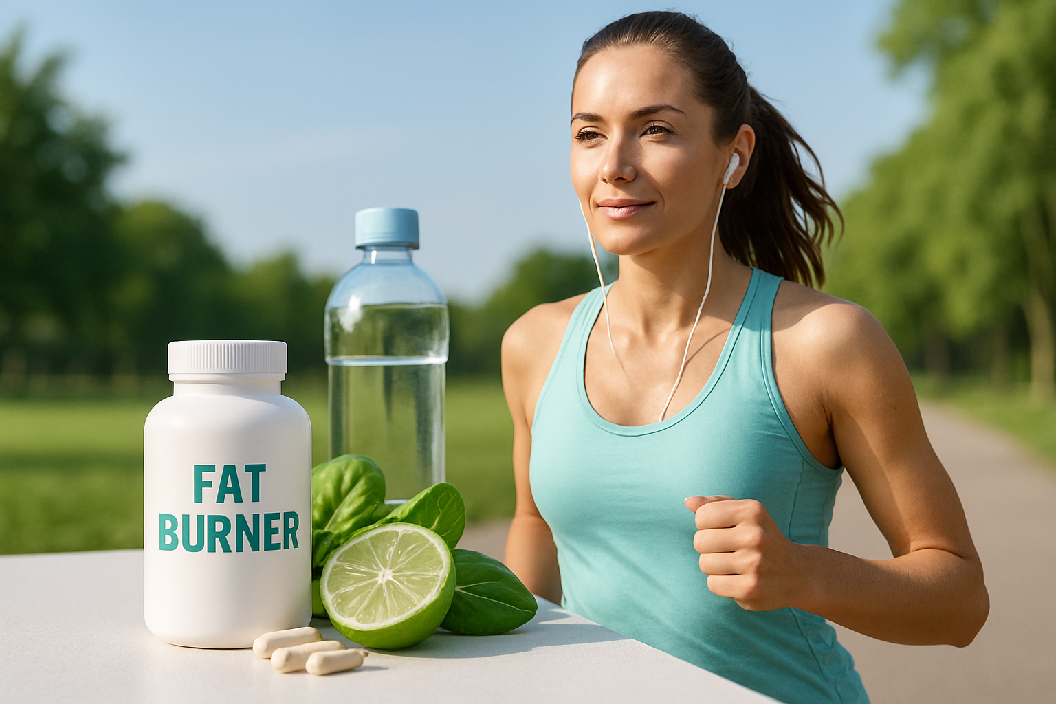 Sportler mit Fatburner Supplement vor dem Training für optimale Fettverbrennung