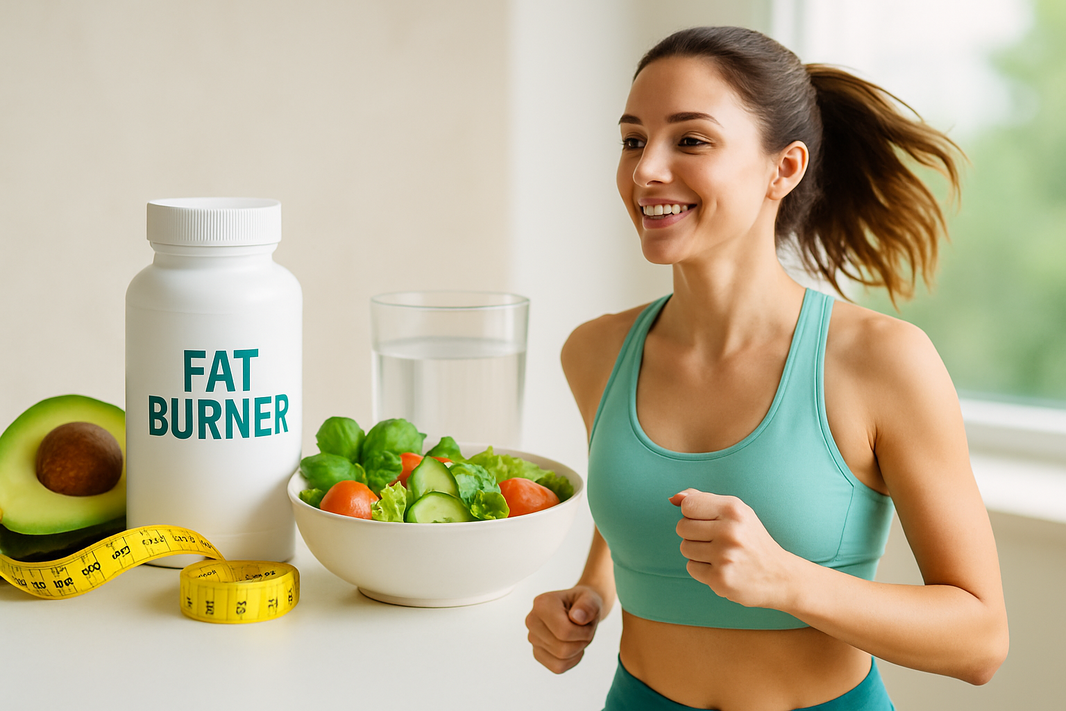 Frau hält natürliche Fatburner Supplements in der Hand – wissenschaftlich fundierte Produkte für den weiblichen Stoffwechsel