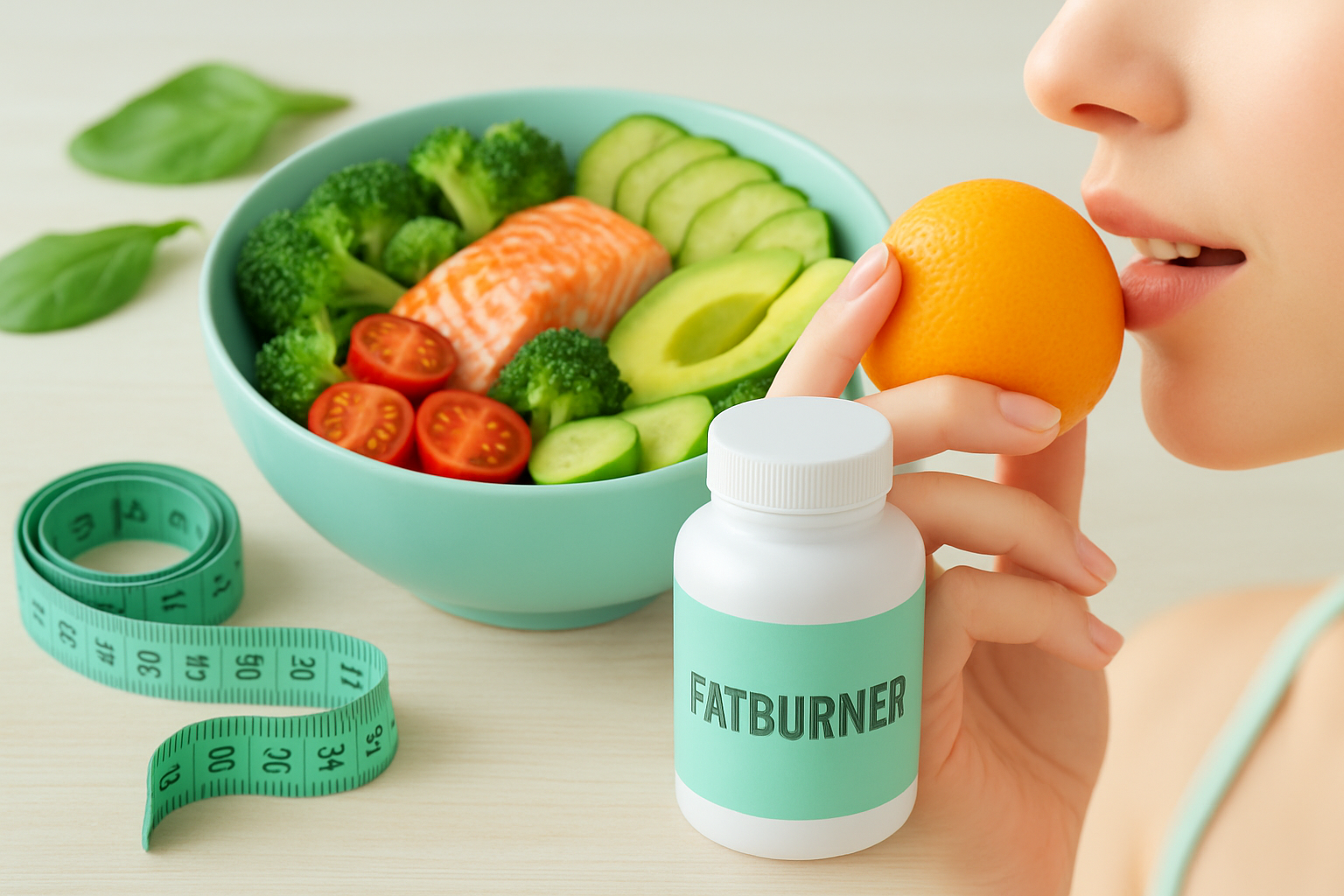 Grafische Darstellung wie Fatburner das Hungergefühl und Sättigungsgefühl beeinflussen mit Hunger-Hormonen