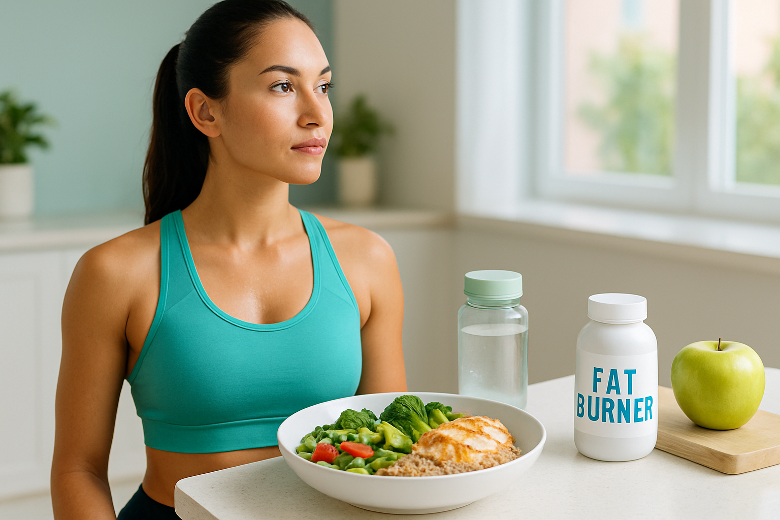 Gesunde Post-Workout-Mahlzeit mit Protein und Kohlenhydraten nach Fatburner-Einnahme und Training