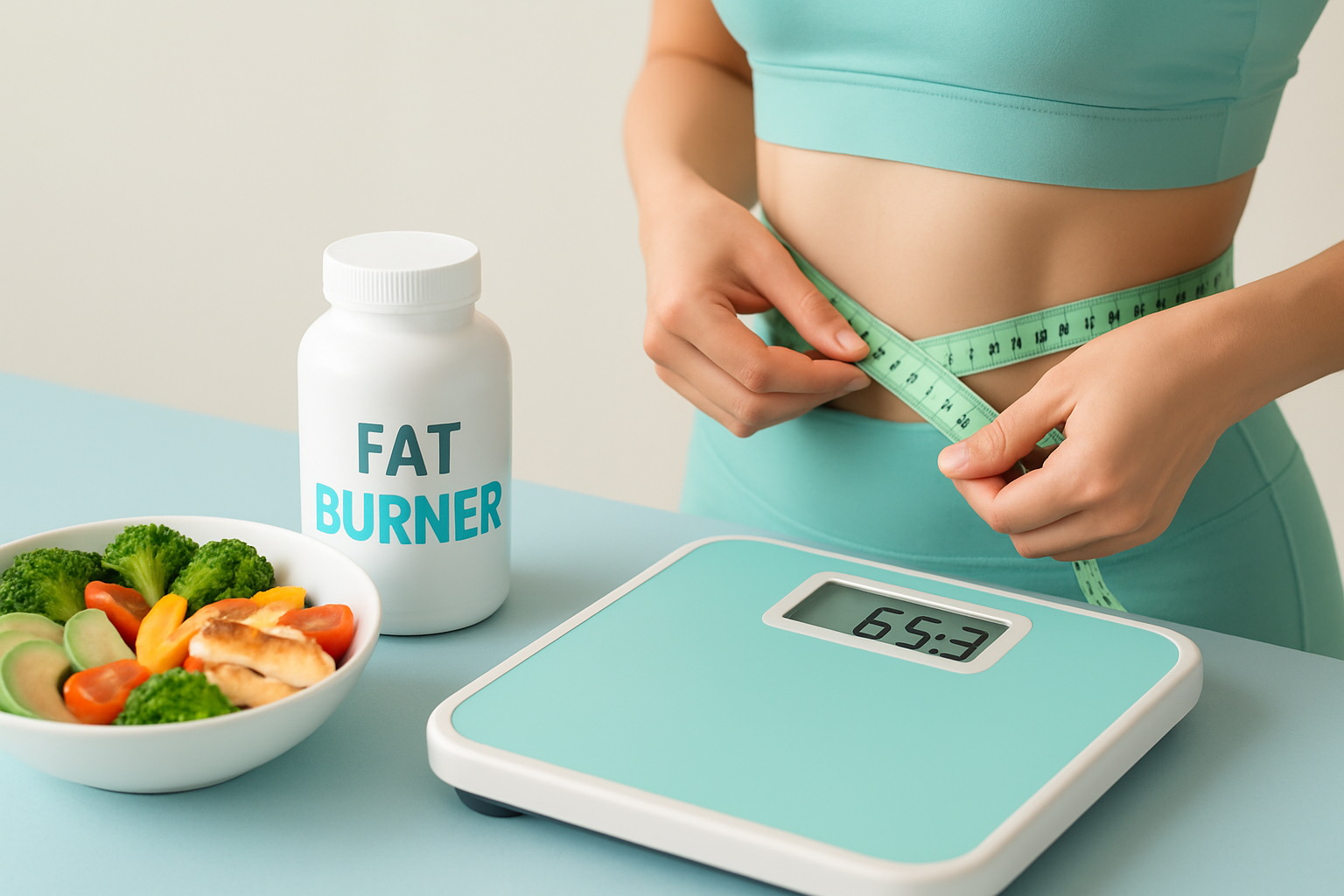 Person dokumentiert Fatburner-Erfolge mit verschiedenen Messmethoden und Tracking-Tools