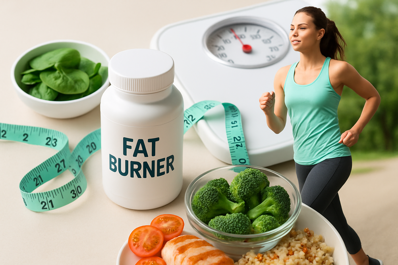 Frustrierte Person mit Waage und Fatburner Supplements - Troubleshooting Guide für ausbleibende Wirkung