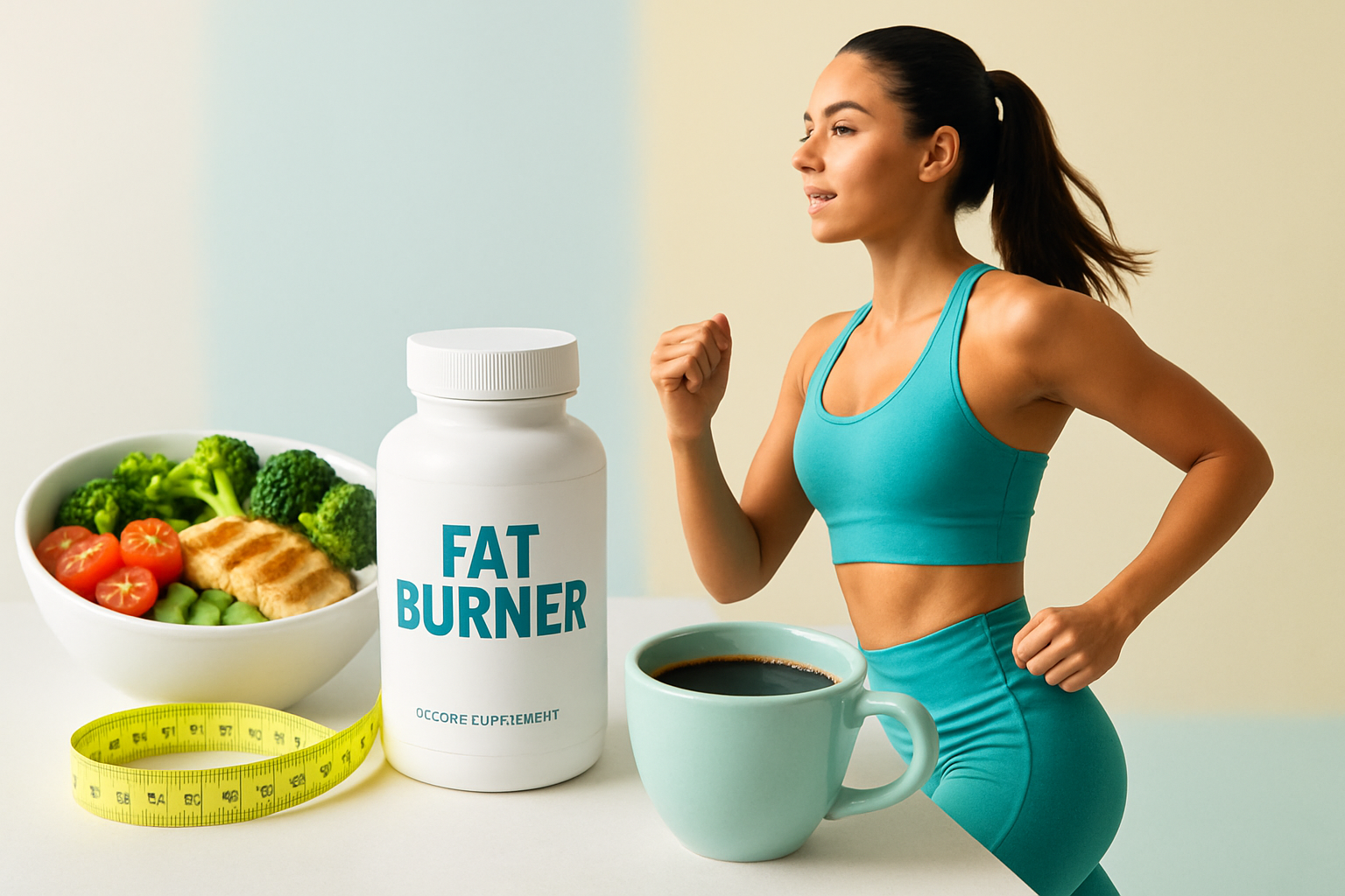 Koffein-Molekülstruktur mit Kaffeebohnen und wissenschaftlichen Daten zur Fettverbrennung